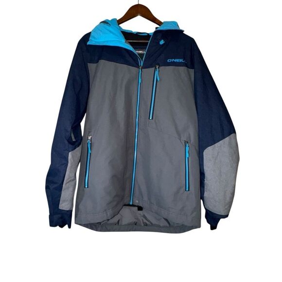 Men's O'Neill Navy Blue and Gray Block Ski Jacket - Picture 1 of 11